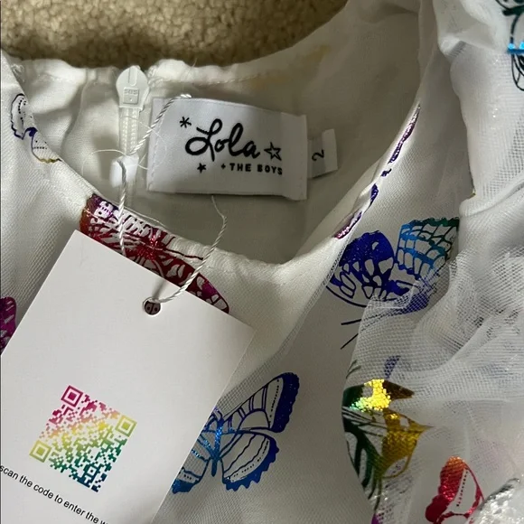 NWT Lola + The Boys Tulle Multicolor Butterfly Dress - Picture 2 of 3